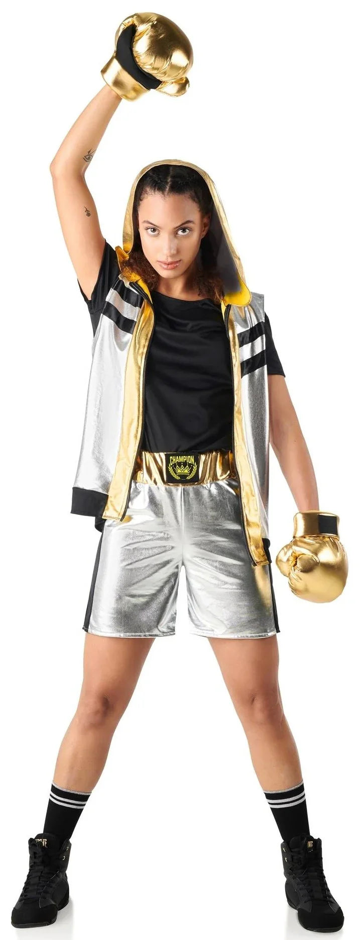 Disfraz de Boxeadora Plateado para Mujer Boxeadores Kimokawaii